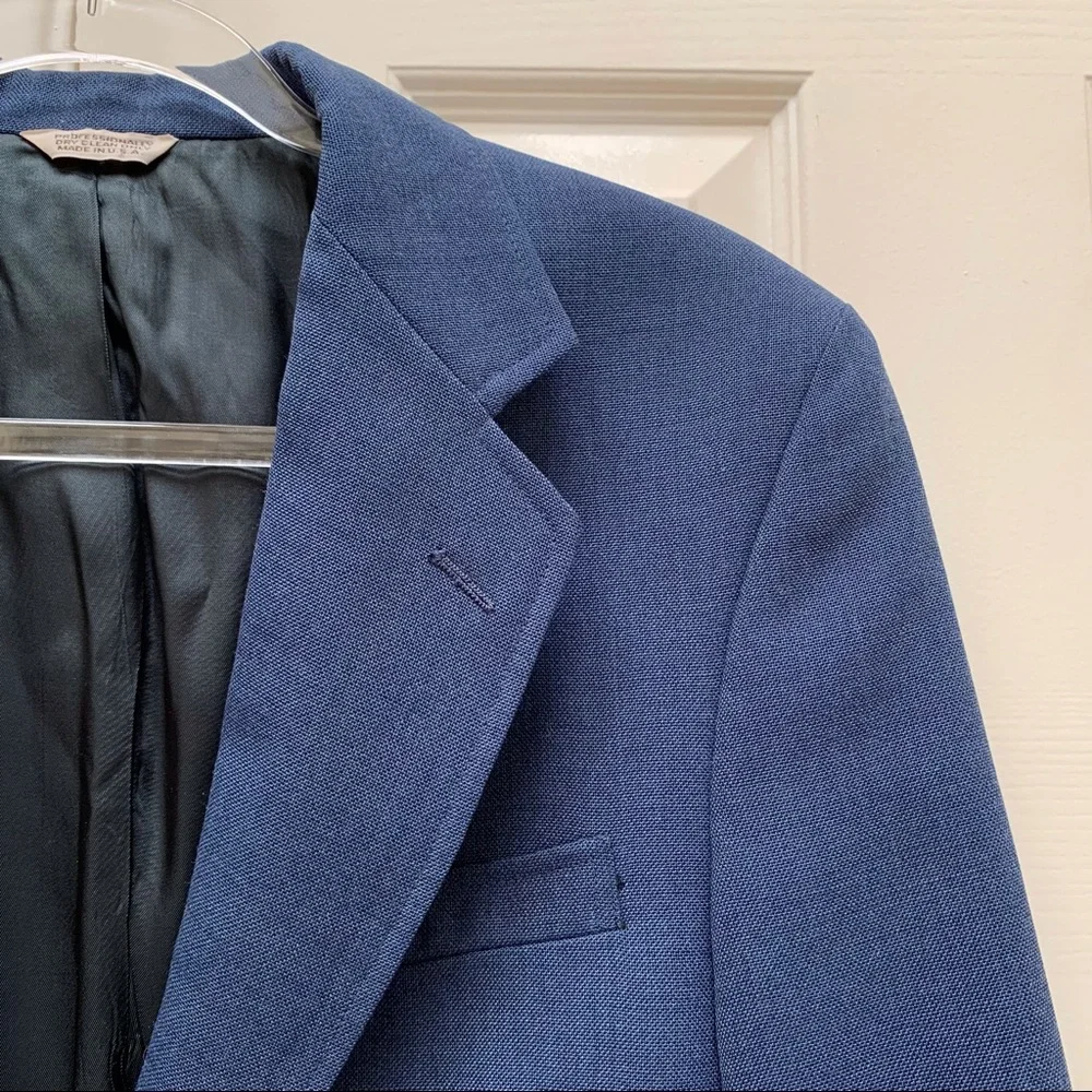 Vintage 70s 80s Dusty Blue Blazer Gold Buttons Retro Mad Men Grandpacore 38S